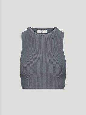 Babaton Aritzia Sculpt Knit Racer Cropped Tank, gray, large